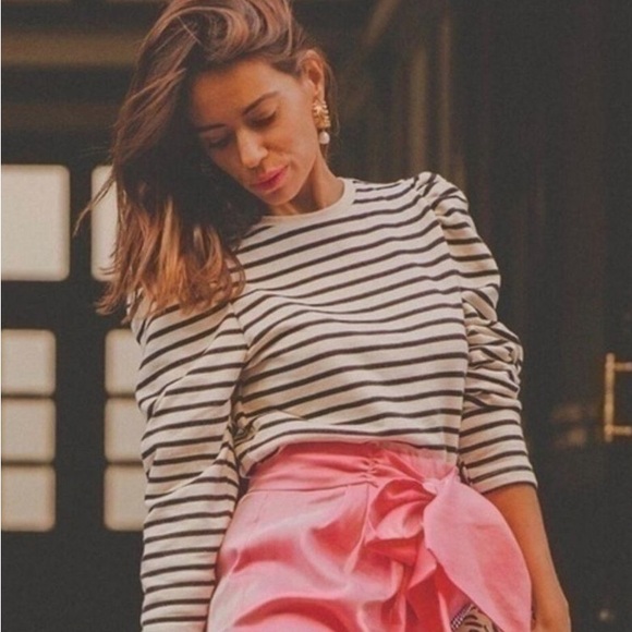 ZARA balloon long sleeve black and white stripped sweatshirt | SZ Small - Picture 5 of 12